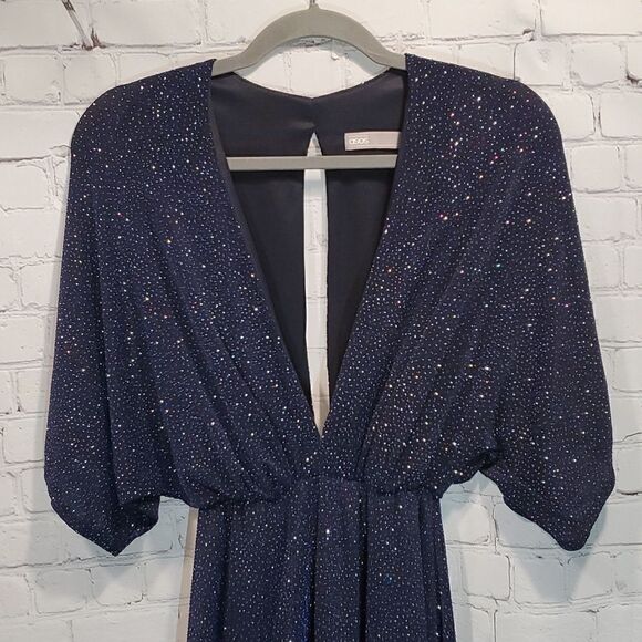 ASOS navy blue glitter plunge dress - Picture 2 of 12